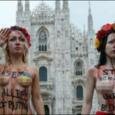 Голые активистки Femen в Милане облились «символической кровью»